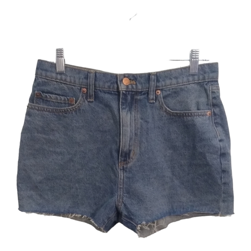 Pink by Victoria's Secret High Waisted Cut Off Medium Wash Raw Hem Shorts Sz 29
